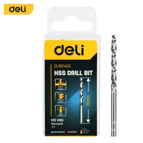 HSS spiralna burgija za metal 4.0mm 10/1 DELI EDL16040G