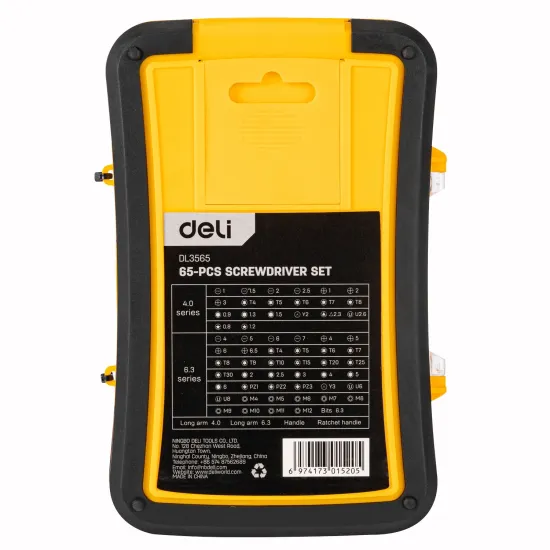 Set umetaka sa odvijačem i račnom DELI, 65 delova EDL3565