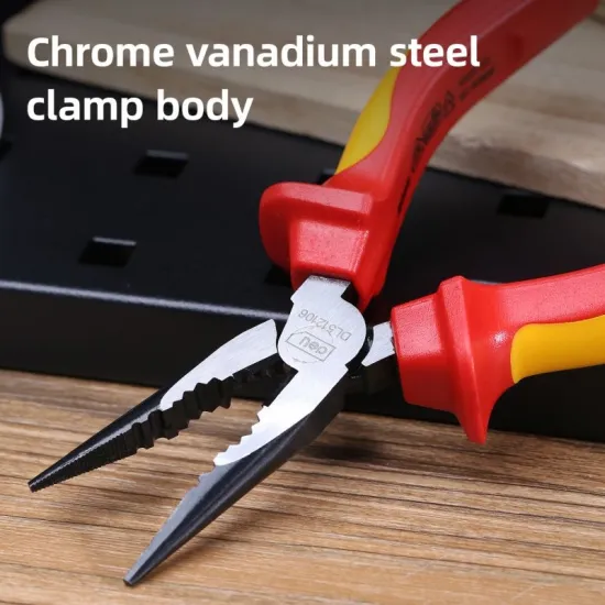 Špicasta kliješta DELI VDE prava 160mm EDL512106