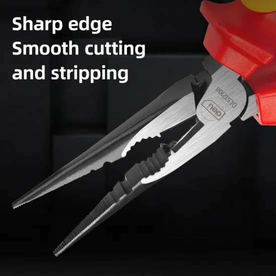 Špicasta kliješta DELI VDE prava 180mm EDL512108